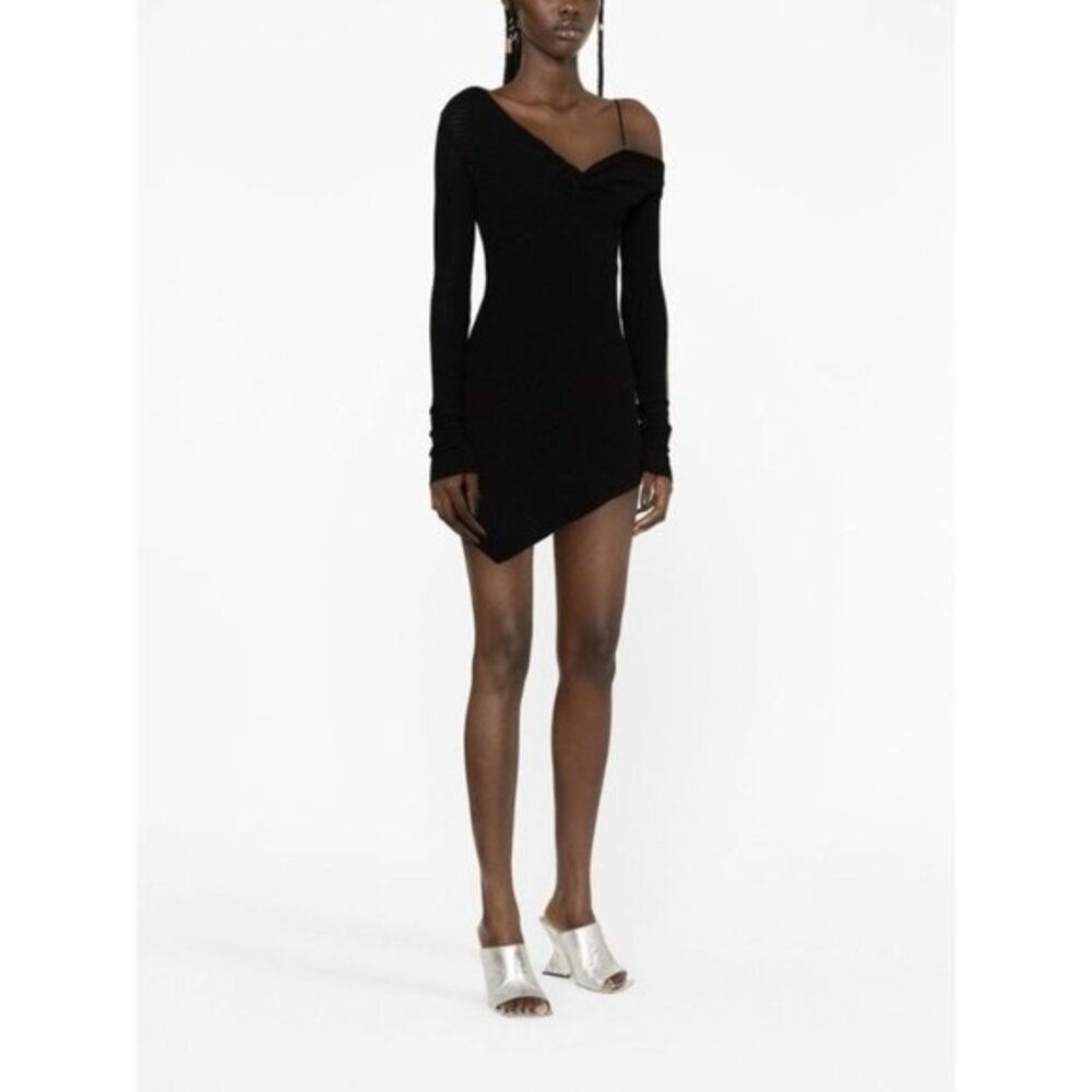 THE ATTICO Black desai ribbed-knit black mini dress size 40/ US 4
